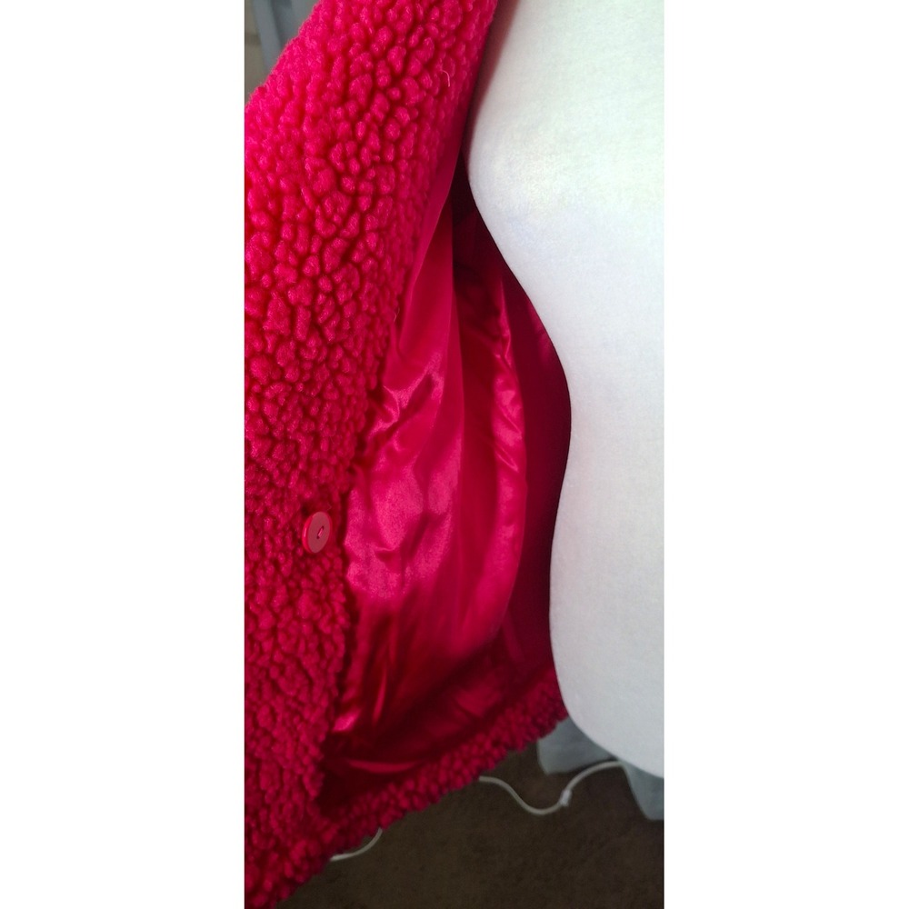 UGG Gertrude Short Teddy Faux Shearling Coat Jacket PINK Cerise Size XS - Picture 8 of 13